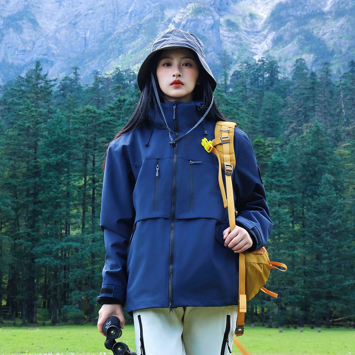 Men's Waterproof Breathable Softshell Outdoor Jacket with Adjustable Hood Amarae