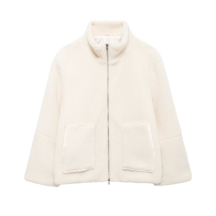 Comfortable fleece jacket for women with a high collar and practical pockets Lune London