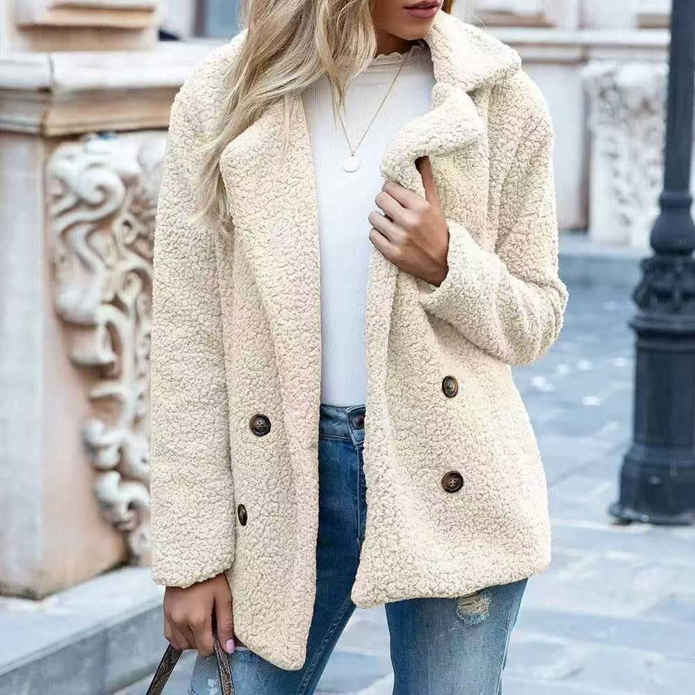 Ladies comfortable Fleece parka with double row Lune London
