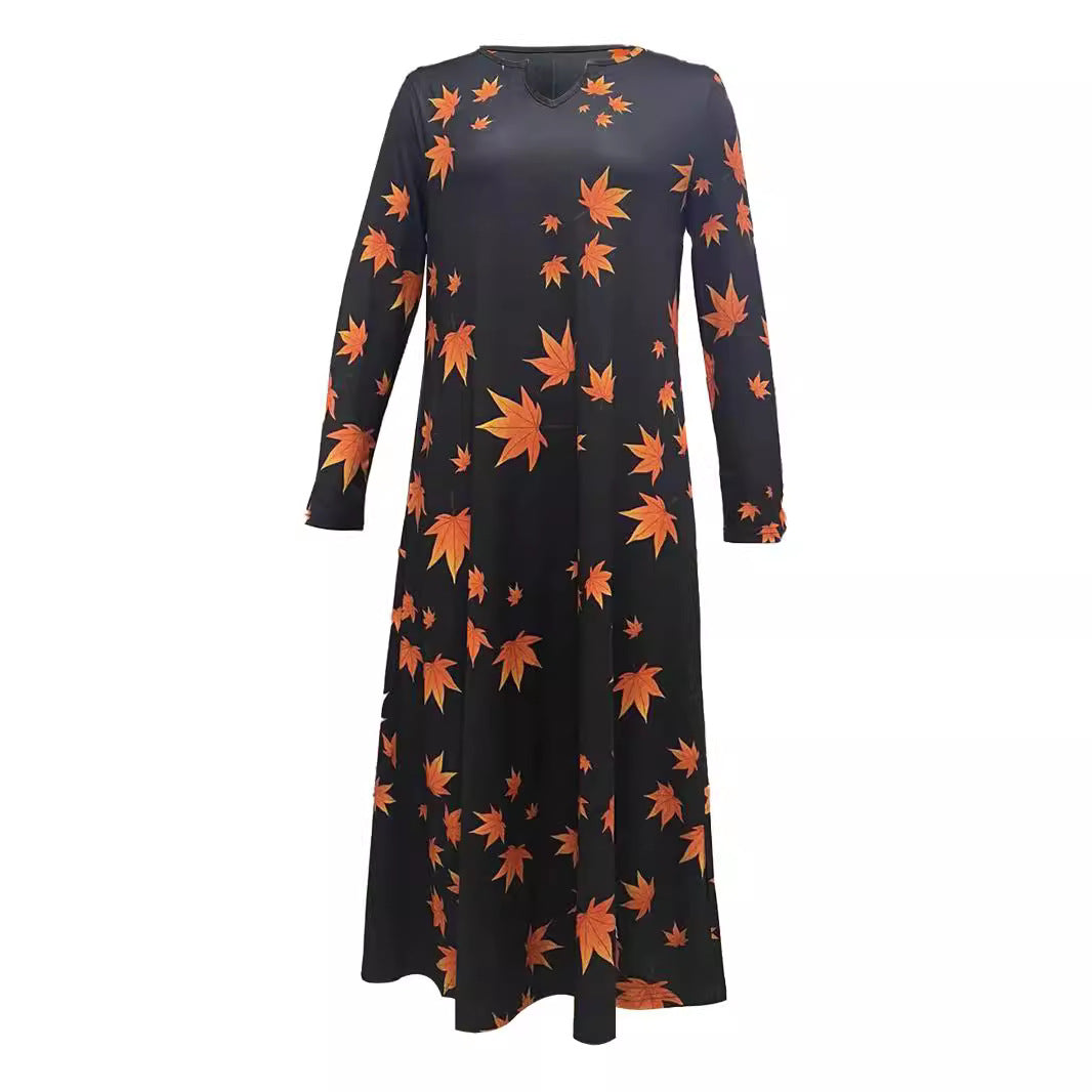 Maxi dress for women with V-neck and floral print Lune London
