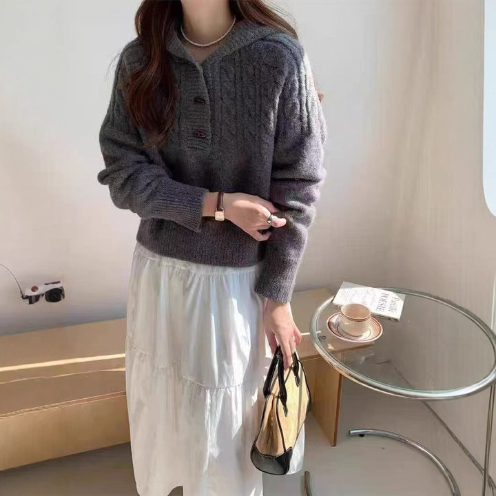 Pull en tricot pour femmes avec grand col Chic & Stil