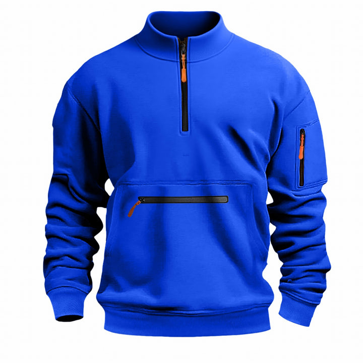 Function sweater for men with half-zip and practical pockets Lune London