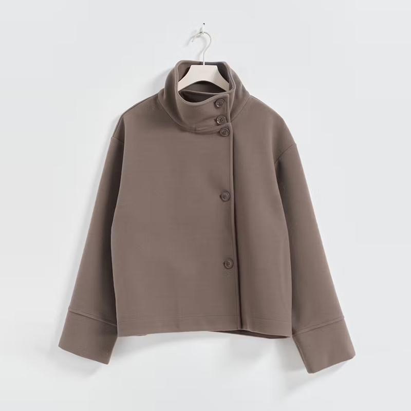 Women's Short Jacket with High Collar and Button Closure Lune London