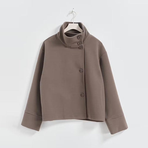 Women's Short Jacket with High Collar and Button Closure Amarae