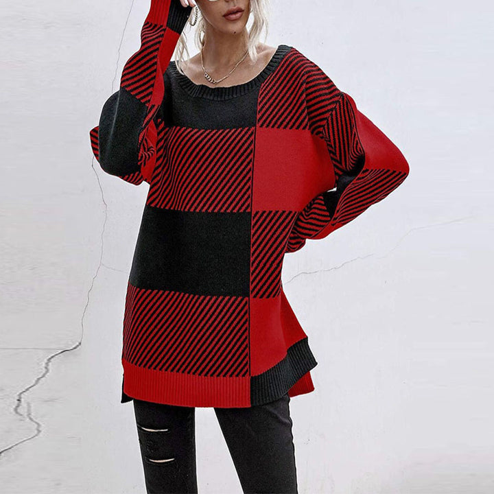 Oversized knitted sweater for women with geometric pattern and relaxed fit Lune London