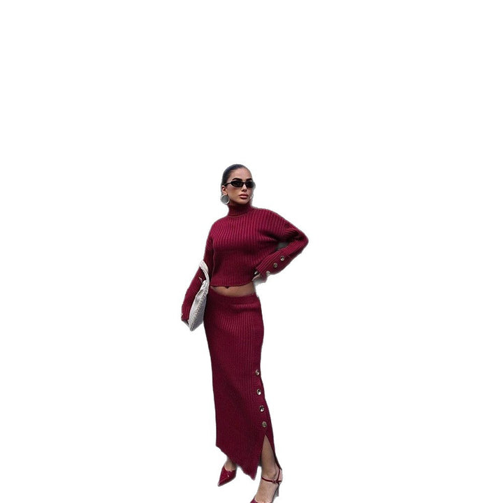 Lune London knitted pleated skirt and sweater set for women