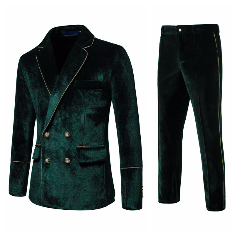 Velvet suit for men with gold details and classic lapels Lune London