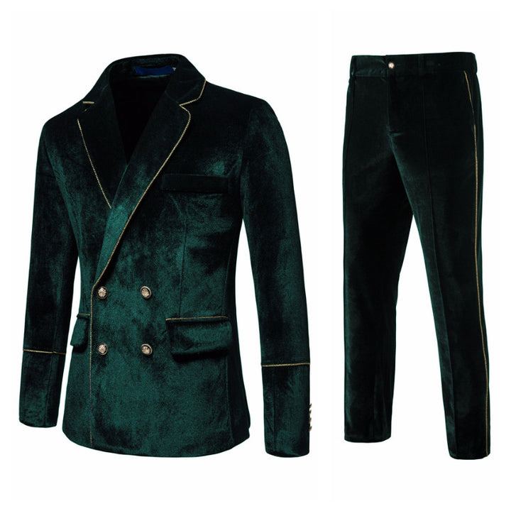 Velvet suit for men with gold details and classic lapels Lune London