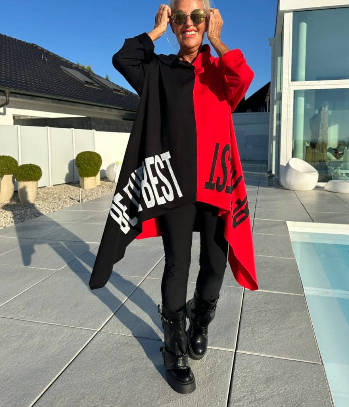 Haut à capuche surdimensionné pour femmes avec éléments contrastants Chic & Stil