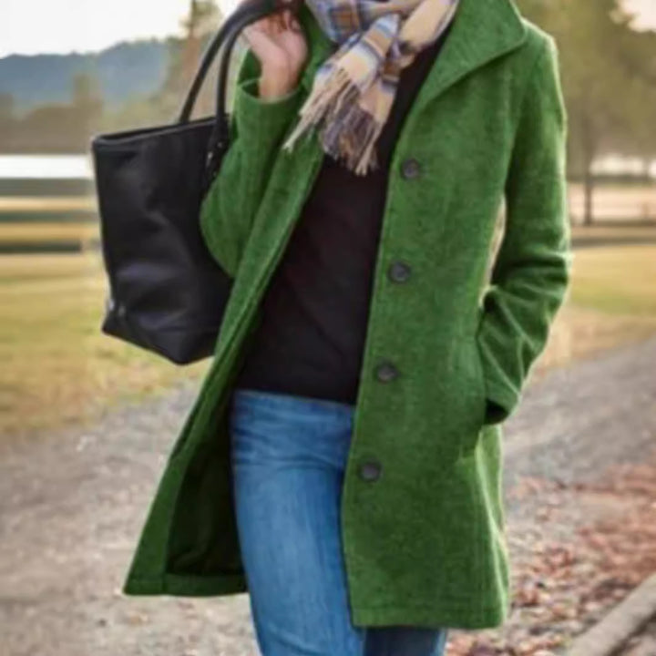 Ladies elegant wool coat with practical pockets and classic lapels Lune London