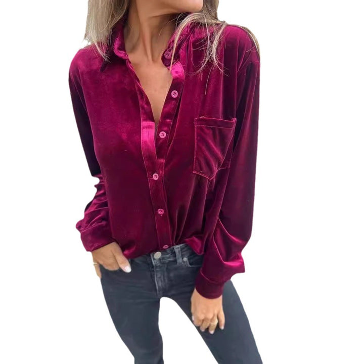 Lune London luxurious velvet button shirt for women