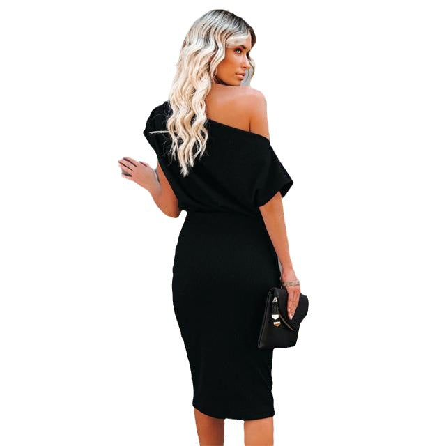 Chic Off-Shoulder Midi Bodycon Dress for Women