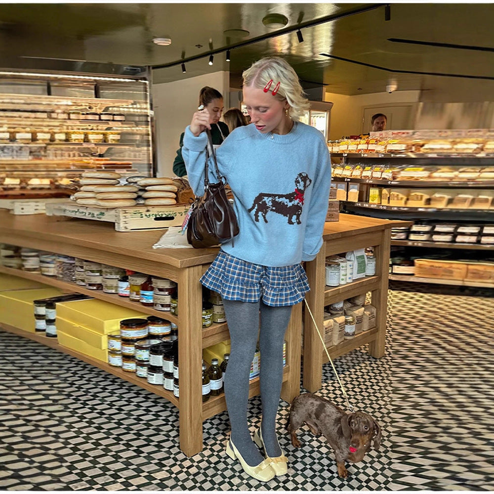 Women's sweatshirt with playful dog design and ribbed sleeves Lune London