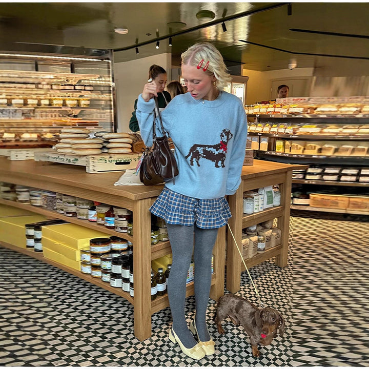 Women's sweatshirt with playful dog design and ribbed sleeves Lune London