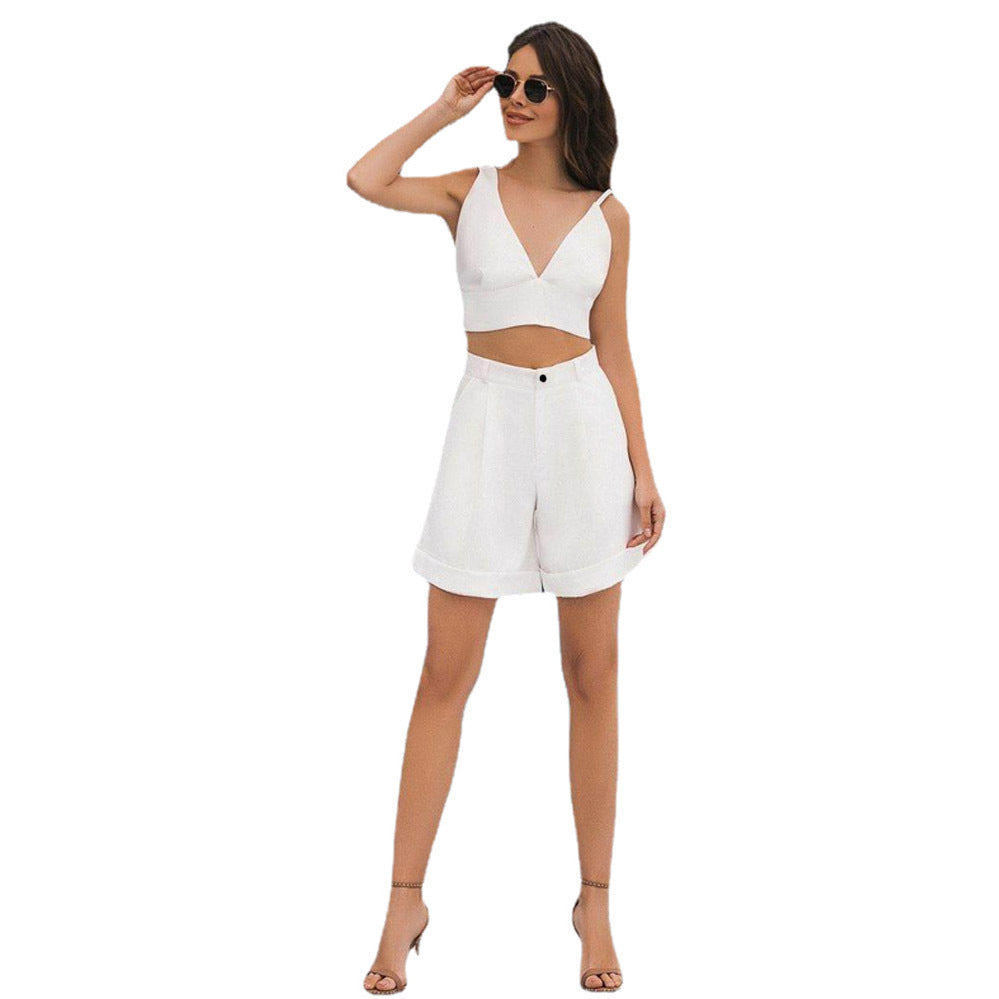 Chic and stylish set for modern women crop top and wide shorts