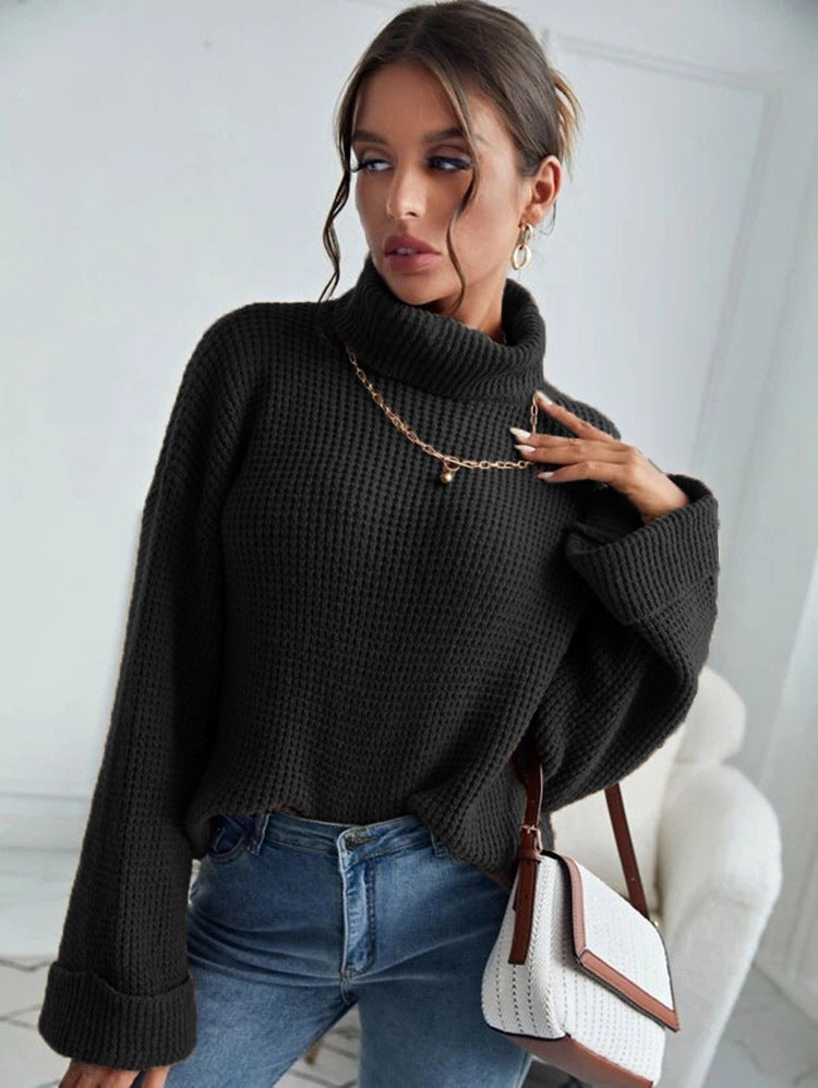 Pull en tricot femme avec col montant et manches texturées Chic & Stil