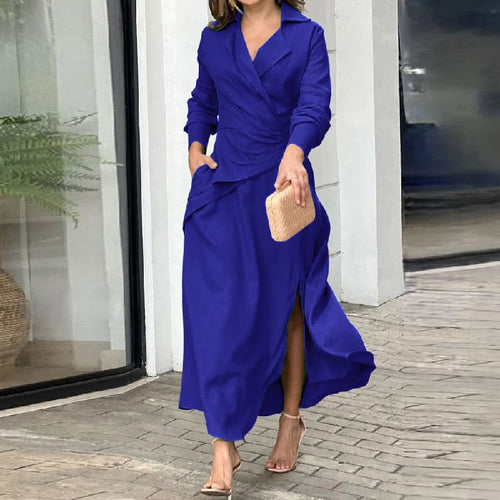 Robe élégante à enrouler pour femmes avec coupe cintrée et manches longues Chic & Stil