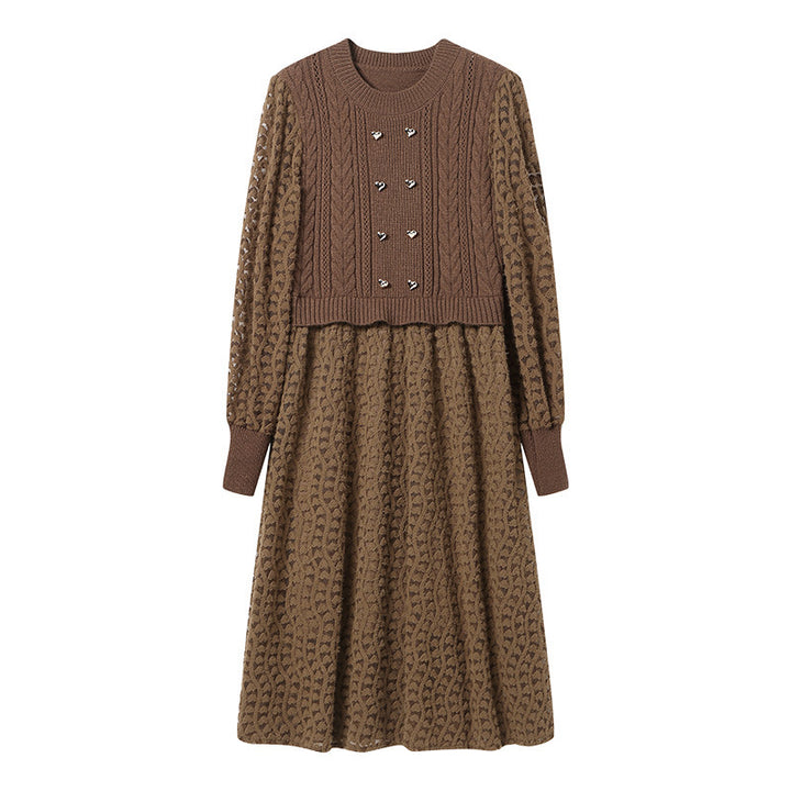 Robe tricotée pour femmes avec corsage ajusté et jupe évasée Chic & Stil