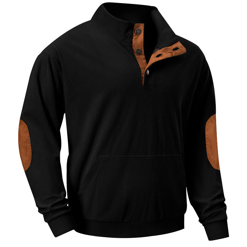 Men's cozy hoodie with fashionable faux leather details and high-quality cotton Chic and style
