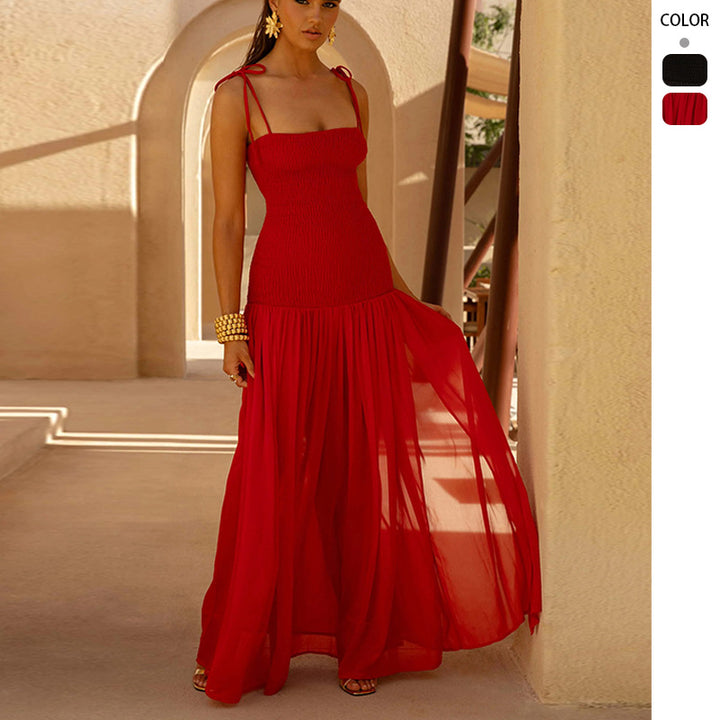 Women’s maxi dress with an elegant, gathered top and flowing skirt Lune London