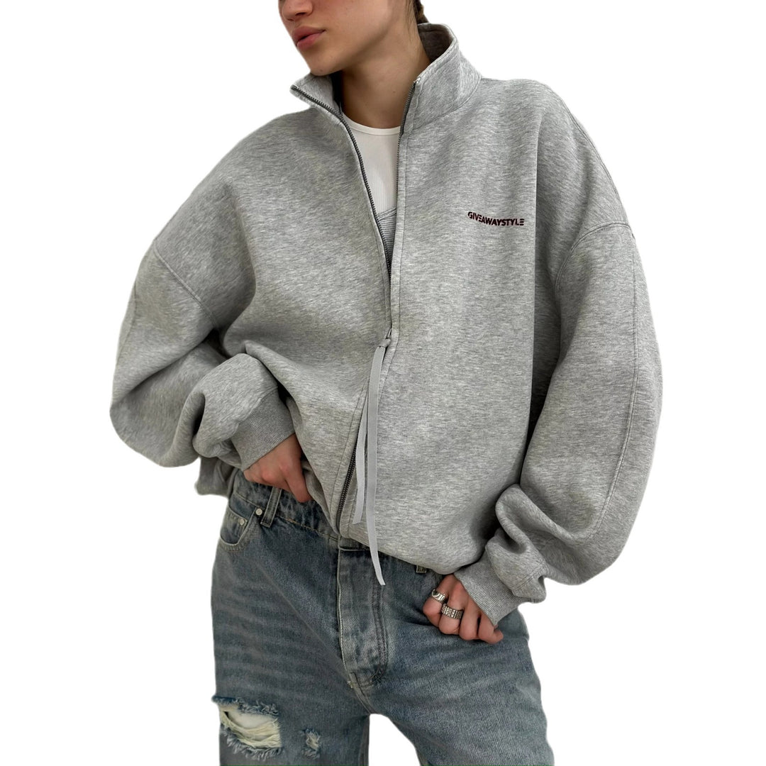 Oversized casual jacket for women with urban inscription Lune London