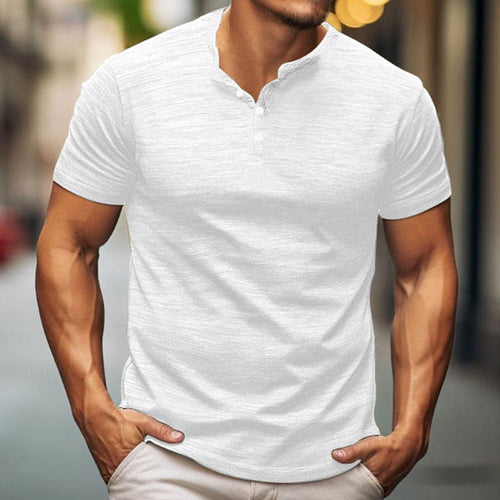 Men's Short Sleeve T-Shirt with Button Placket Amarae