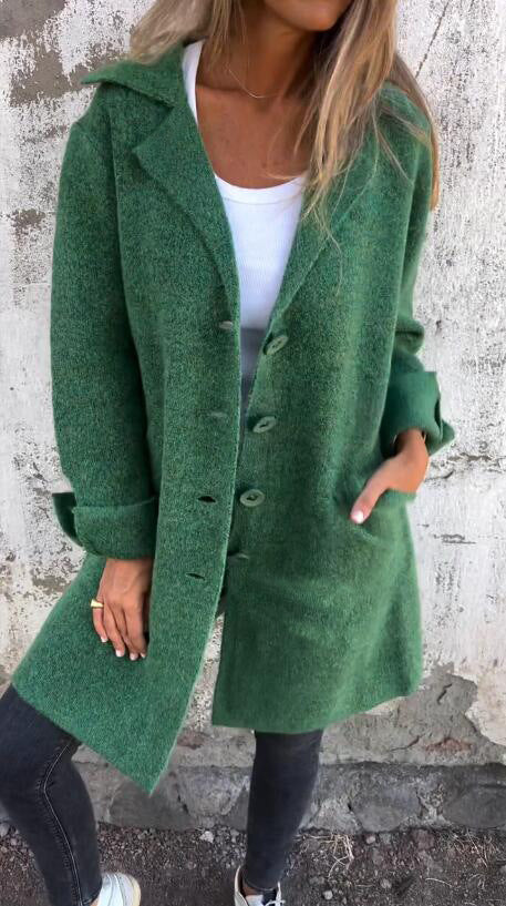 Lune London women's fluffy wool coat with large buttons