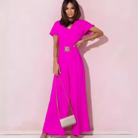 Ladies elegant jumpsuit with belt detail Lune London