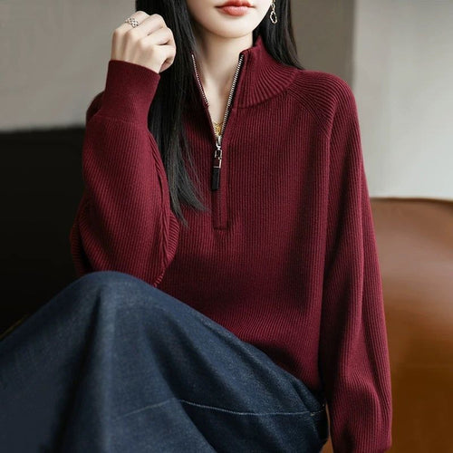 Pull tendance féminin avec col haut et fermeture éclair Chic & Stil