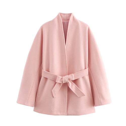 Women Elegant Wrap Jacket in high-quality material with wide belt Amarae