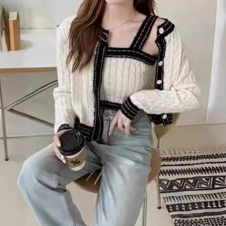 Women's knit jacket with asymmetrical design and contrasting accents Amarae