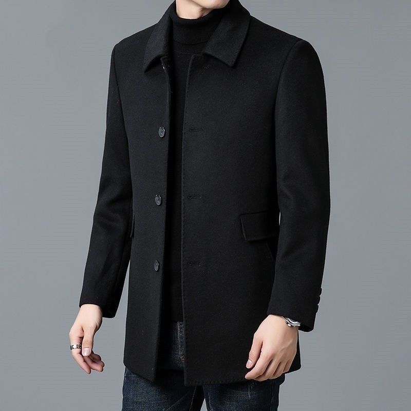 Elegant wool coat for men with textured fabric and classic cut Amarae