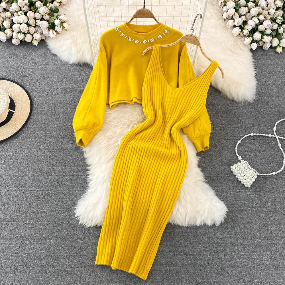 Robe en tricot pour femmes avec une texture côtelée élégante et des bretelles féminines Chic & Stil