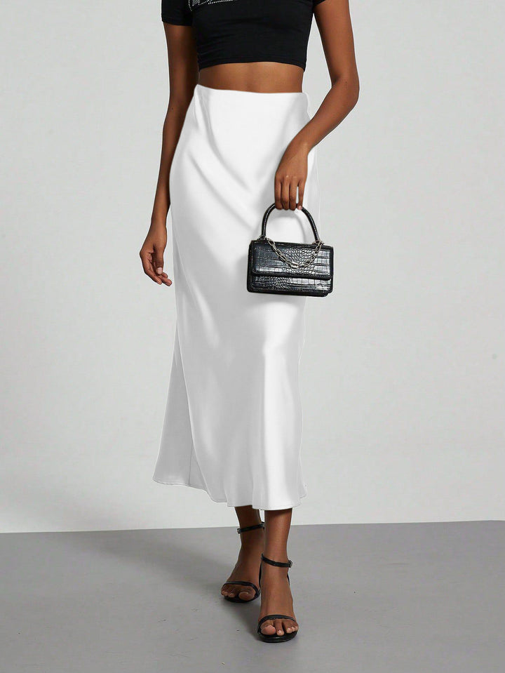 Women Elegant and flowing Satin Maxi Skirts Lune London