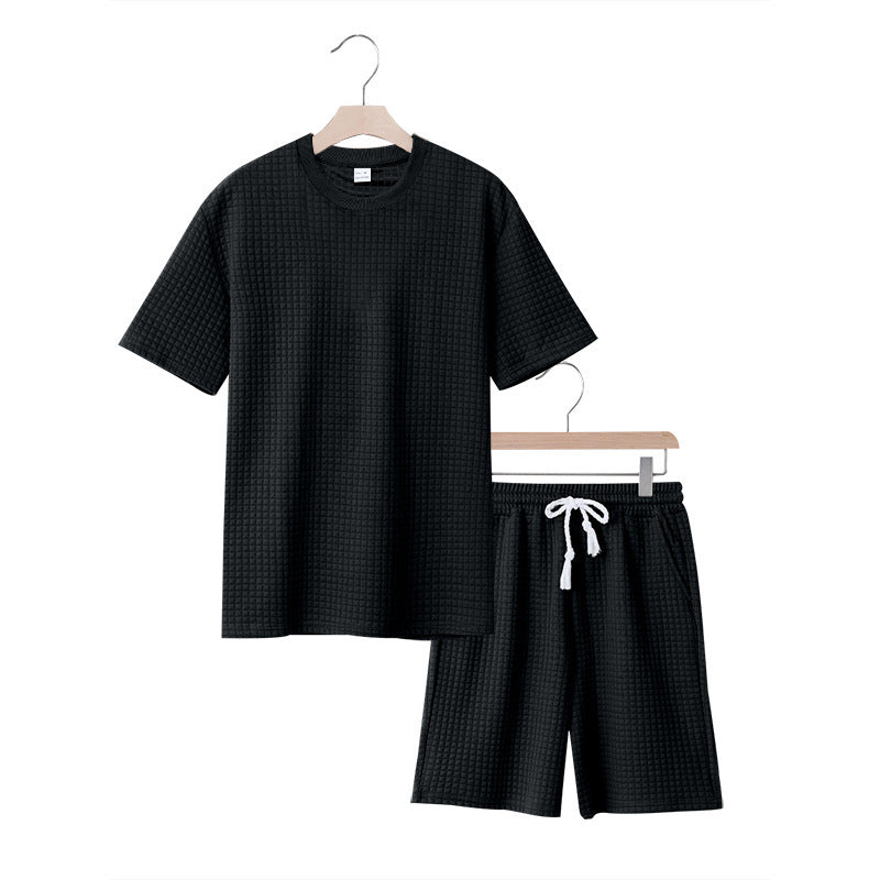 Casual short-sleeve set for women with textured top and shorts Lune London