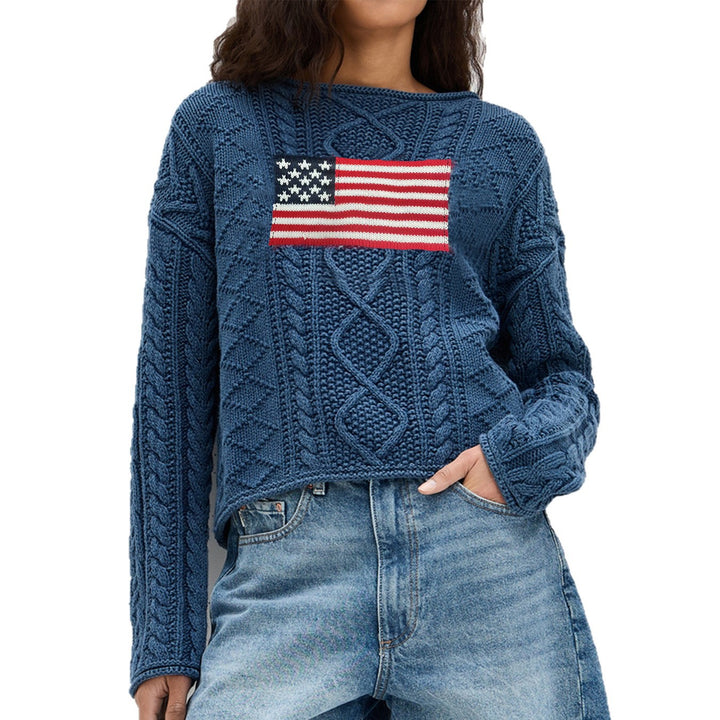 Knit sweater for women with American flag design Lune London