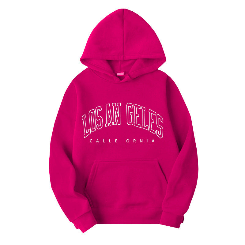 Women's hoodie with modern Los Angeles print and loose fit Lune London