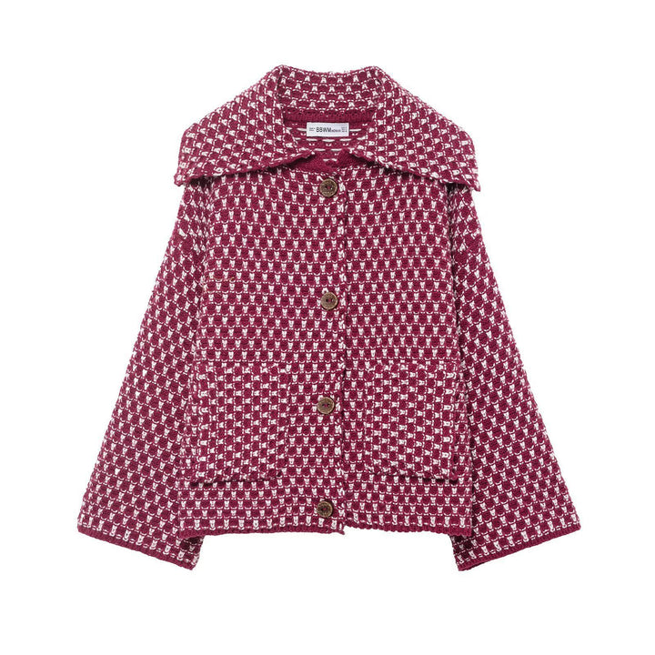 Veste courte à la mode pour femmes avec motif à carreaux et détails en boutons Chic & Stil