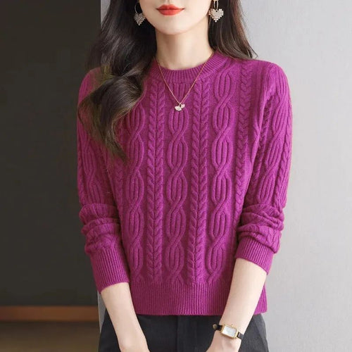 Knit sweater for women with embossed pattern and high collar Amarae