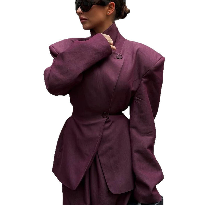Women Asymmetrical fitted blazer with striking shoulder pads Amarae