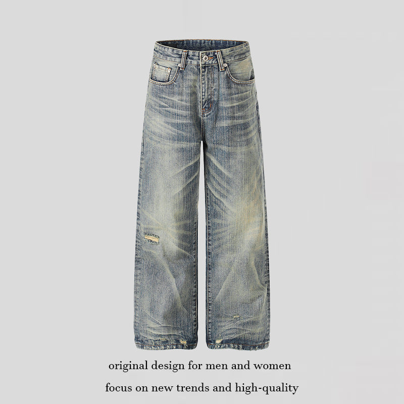 Women High-Waisted Wide-Leg Destroyed Jeans with Used Effect and Culotte Silhouette Amarae