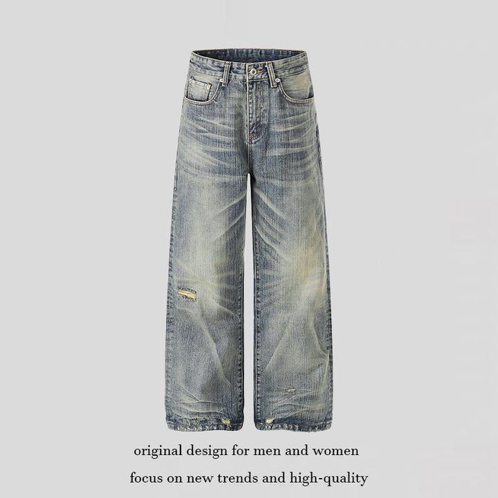 Women High-Waisted Wide-Leg Destroyed Jeans with Used Effect and Culotte Silhouette Amarae