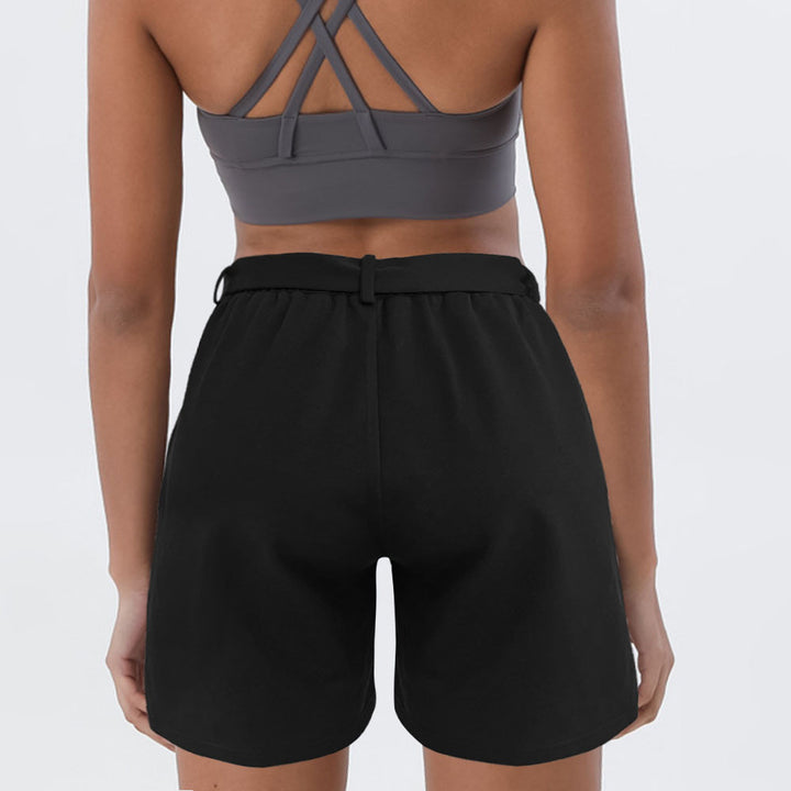 Casual women's pants with elastic waist and side tie belt Lune London