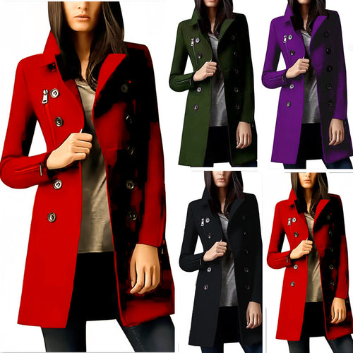 Fashionable short women's coat with double-breasted buttons and side zips Amarae