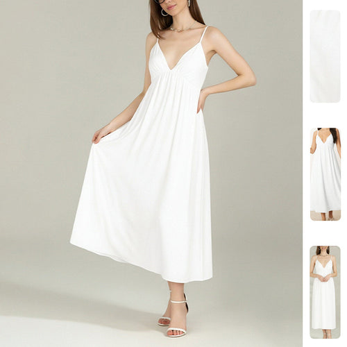 Robe maxi pour femme avec décolleté en V profond et jupe fluide Chic & Stil