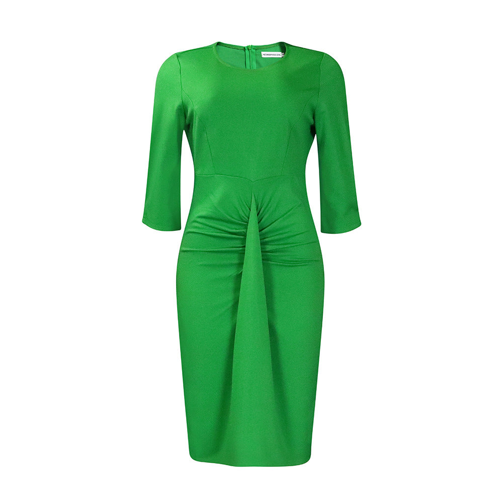 Fitted dress for women with pleats and 3/4 sleeves Lune London