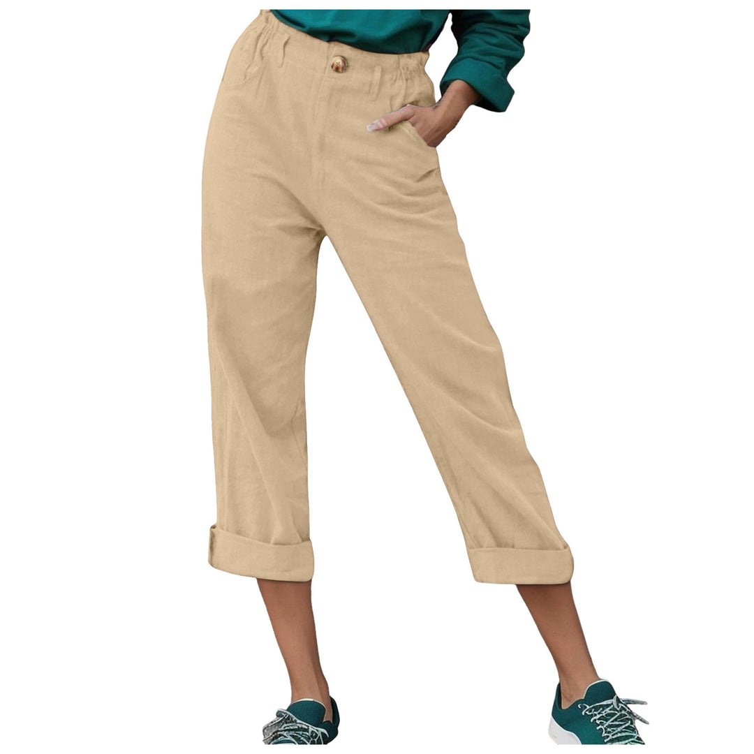 Women Comfortable High-Waisted Linen Harem Pants Lune London