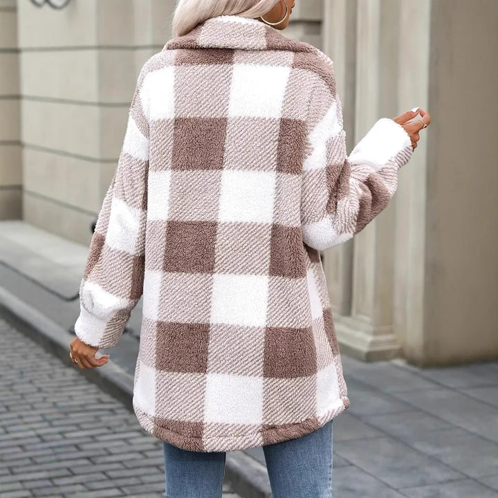 Oversized plaid fleece jacket for women Lune London
