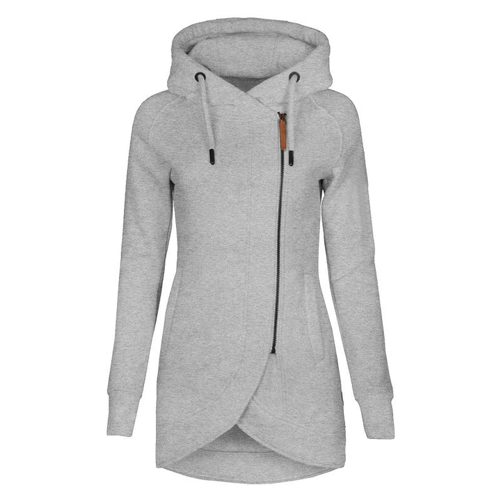 Casual hooded coat for women with asymmetrical cut Lune London