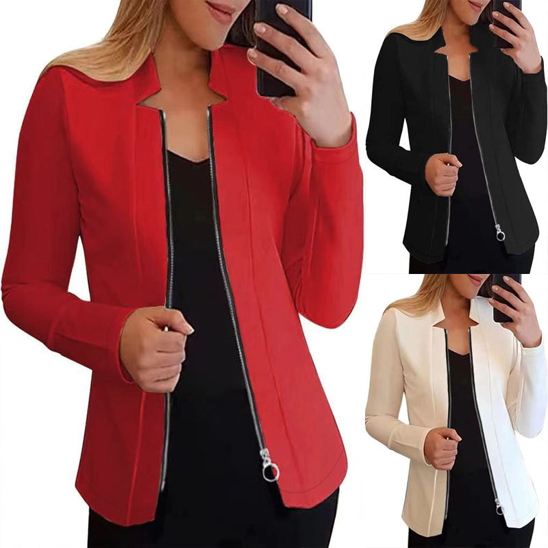Veste élégante pour femmes avec fermeture éclair intégrale et coupe slim Lune London